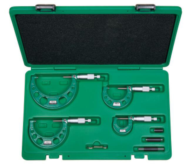 Insize, Outside Micrometer Set W/Case, 0-3", 3203-33A