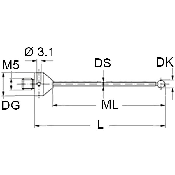 Renishaw, M5 Ø10 mm silicon nitride ball, tungsten carbide stem, L 150 mm, ML 135 mm, for Zeiss applications, A-5555-3804