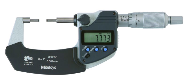 Mitutoyo, Digital Spline Micrometer IP65 0-1inch, Digimatic, 3mm Measuring Face, 331-351-30