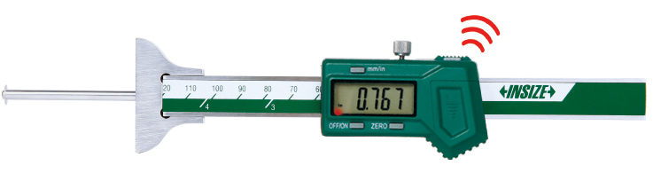 Insize, Digital Depth Gage With Round Depth Bar, 0-4"/0-100Mm, Built-In Wireless, 1148-100SWL