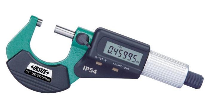 Insize, Digital Outside Micrometer, Ip54, 0-1"/0-25Mm, 3102-25E