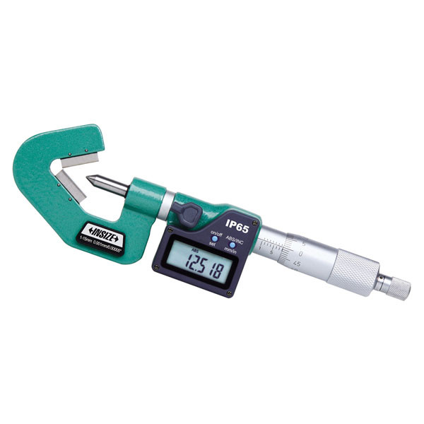 Insize, Digital V-Anvil Micrometer, 1.8-2.6"/45-65Mm, 7 Flutes, 3590-657E
