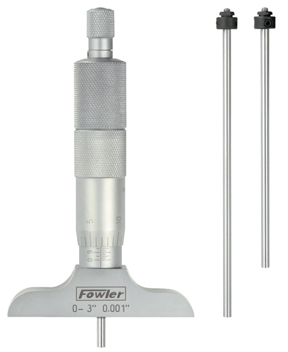 Fowler, 0 - 3” Premium Depth Micrometer, 52-225-005-1