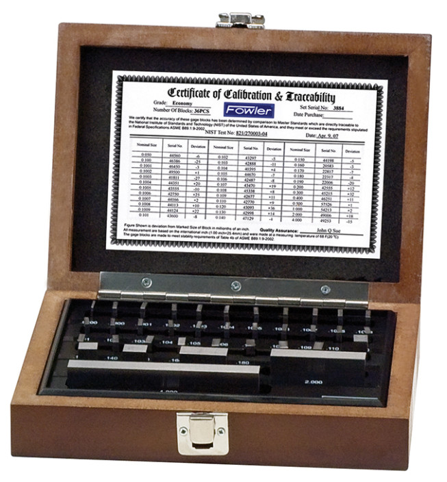 Fowler, 36 Piece Rectangular Steel Gage Block Set, 53-670-038-0