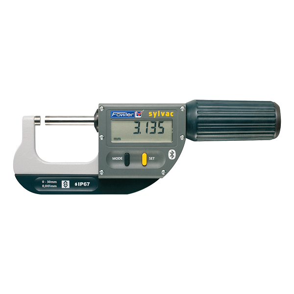 Fowler, Sylvac, 1.18 - 2.6 inch /30 - 66mm BLUETOOTH Rapid-Mic Electronic Micrometer with Lifetime Warranty, 54-815-160-0