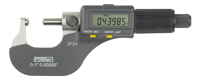 Fowler, 0-1 inch/0-25mm Electronic IP54 Ball-Anvil Micrometer with ball spindle, 54-860-211-0