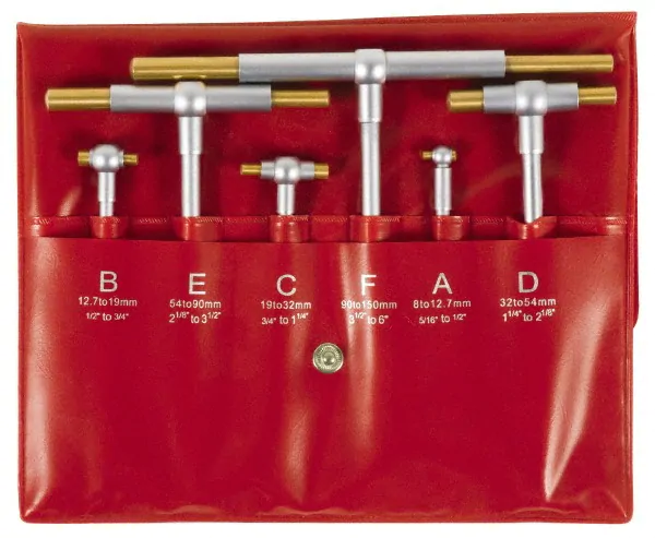 SPI, 6 Piece, 5/16 to 6 Inch, Hardened Tool Steel, Satin Chrome Finish, TiN Coated Working Faces, Telescoping Gage Set, 65378416, (BF65378416)