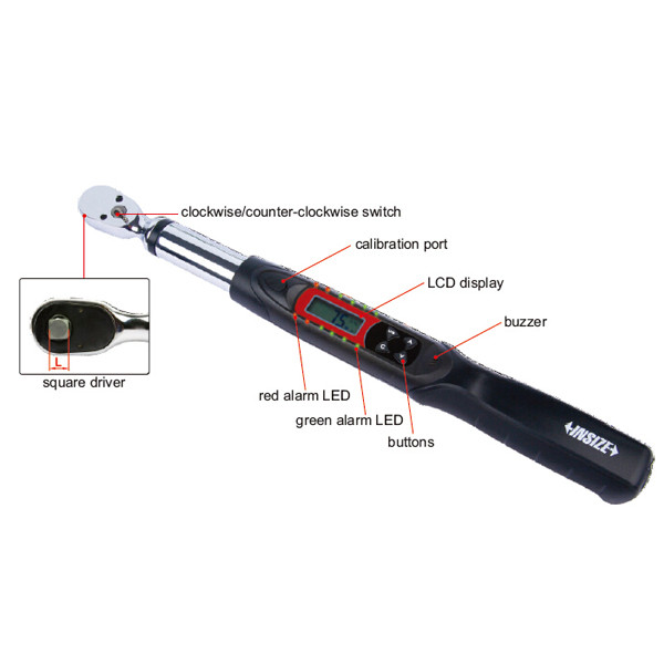Insize, Digital Torque Wrench, 177~885Ft.Lb, IST-W1200A
