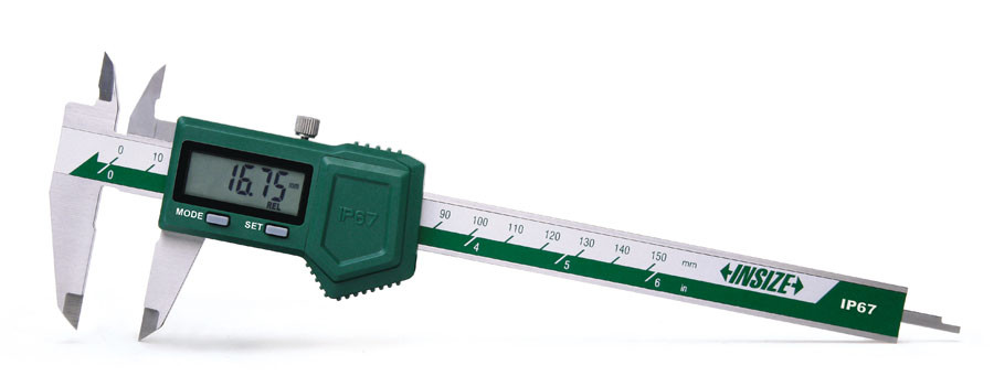 Insize, Ip67 Waterproof Digital Caliper, 0-12"/0-300Mm, With Rectangular Depth Bar, 1118-300B