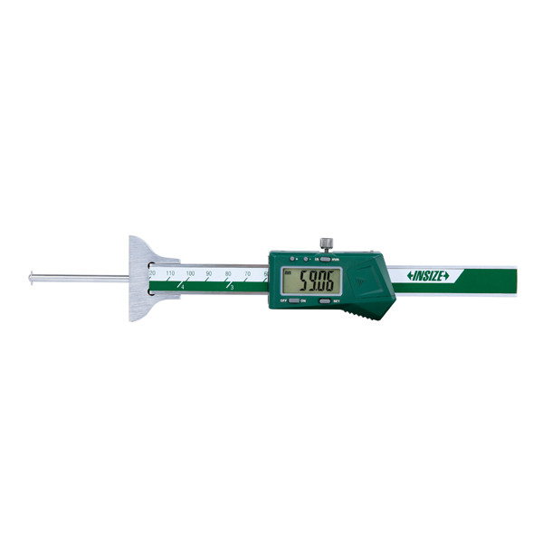 Insize, Electronic Depth Gage With Round Depth Bar, 0-4"/0-100Mm, 1148-100S
