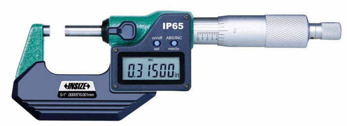 Insize, Digital Outside Micrometer, Ip65, 0-1"/0-25Mm, 3108-1