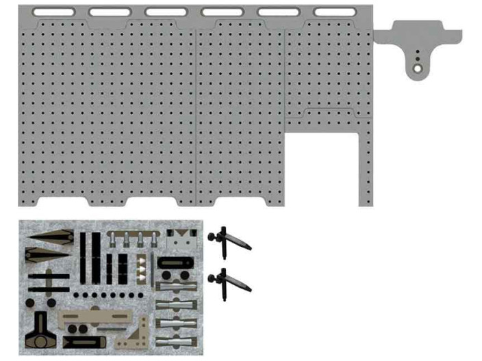 Inspection Arsenal, CMM Fixture System (720mm Dock with Starter Clamp Kit), SYSM3_DK720TR03